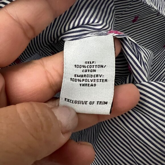 Tanya Taylor Blue Striped Pink Embroidered Stars Bell Sleeve Blouse Size Small - Picture 4 of 5